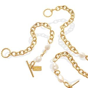 18K Gold Freshwater Pearl Chain Bracelet*Waterproof*Sweatproof*Tarnish Free